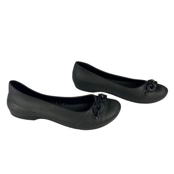 Crocs Gianna Black Chain Link Slip On Ballet Shoes Womens Size 8 - Picture 2 of 10